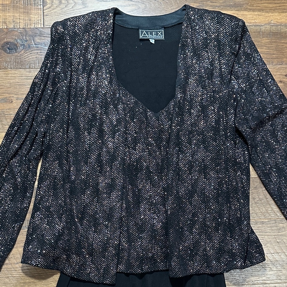 Alex Evenings Black Dress with Metallic Accents - Picture 3 of 7